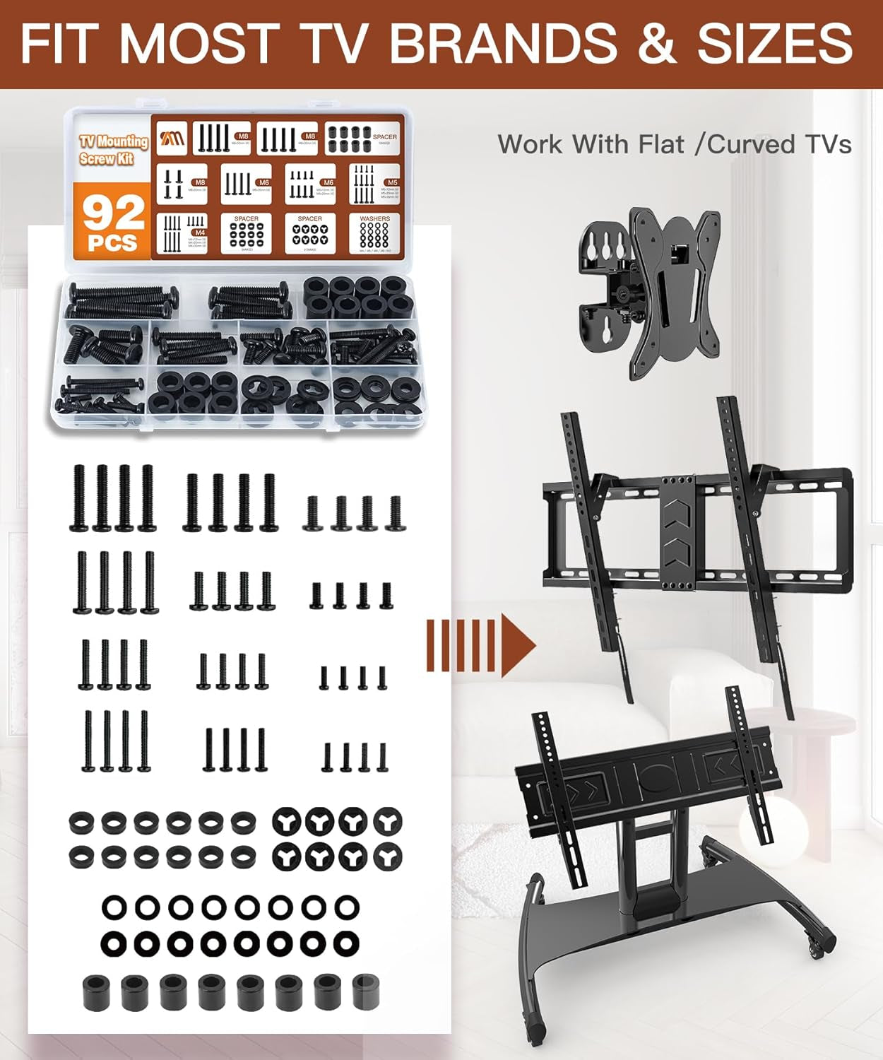 92pcs-tv-mounting-hardware-screw-kit-m4-m5-m6-m8-screws-includes-spacers-and-washers-for-most-tv-monitor-vesa-mount-tv-mount-replacement-screws-with-box-up-to-80-black