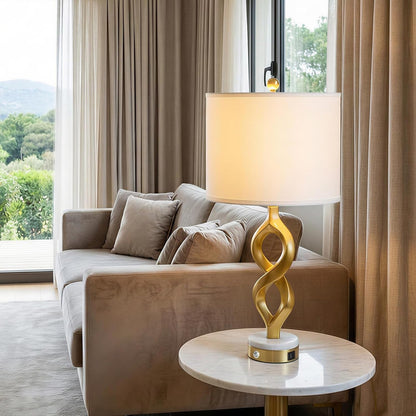 White and Gold Table Lamps Set of 2 for Living Room, 30" Tall Touch Control Bedside Lamps for Bedroom Nightstand, 3-Way Dimmable Modern Decorative Table Lamp with USB A+C Ports and 2 LED Bulbs3
