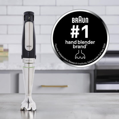 Braun Multiquick MQ7025X Hand Blender W/Chopper, Whisk, Frother | #1 Hand Blender Brand, Single Hand Operation, Splashcontrol Technology, Easyclick, Food Processor, Whisk, Beaker2