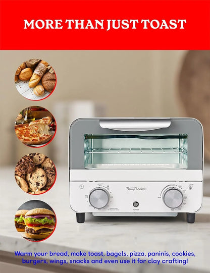 Mini Toaster Oven, 750W, BC-5629W, White | Compact Countertop Oven for Dorms, Rvs, Apartments, 7-Liter Capacity, Adjustable Timer, Includes Baking Tray & Rack3