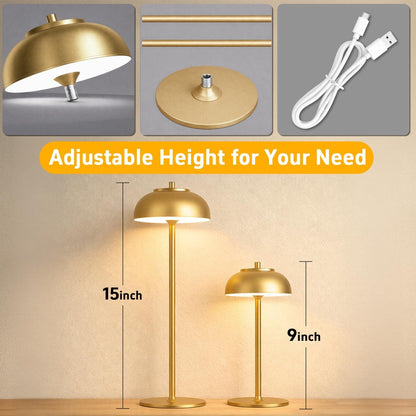 Cordless Table Lamps, Rechargeable LED Touch Lamp, Gold, 2 Pack2