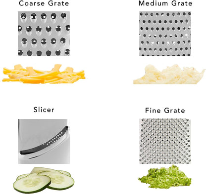 Kitchenaid Gourmet 4-Sided Stainless Steel Box Grater for Fine, Medium and Coarse Grate, and Slicing, Detachable 3 Cup Storage Container and Measurment Markings, Dishwasher Safe, 10 Inches Tall, Aqua5