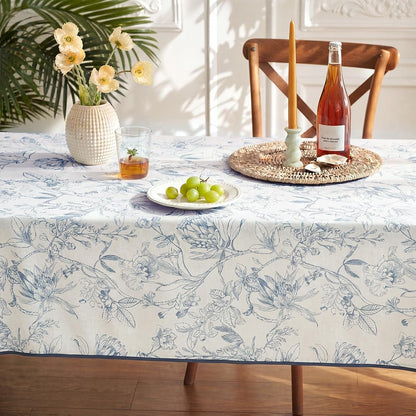 Blue Floral Linen Square Table Cloth 50 X 50 Inch8