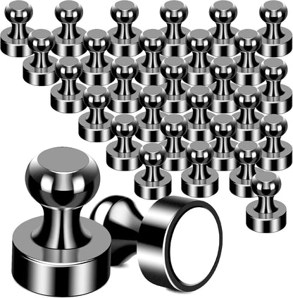 30Pcs Fridge Magnets Refrigerator Magnet Strong for Pictures, Black | Neodymium Magnetic Push Pin Magnets Heavy Duty for Office Classroom Locker Whiteboard and Map Magnet1