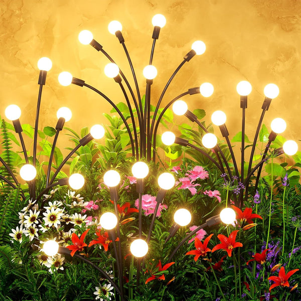 Solar Lights Outdoor(4 Pack,32 Leds),Solar Lights Outdoor Waterproof for Garden Decor,4 Modes Firefly Light for Outdoor Decor,Big Bulb High Lumens Patio Decor,Sway by Wind,Gardening Gifts for Women1