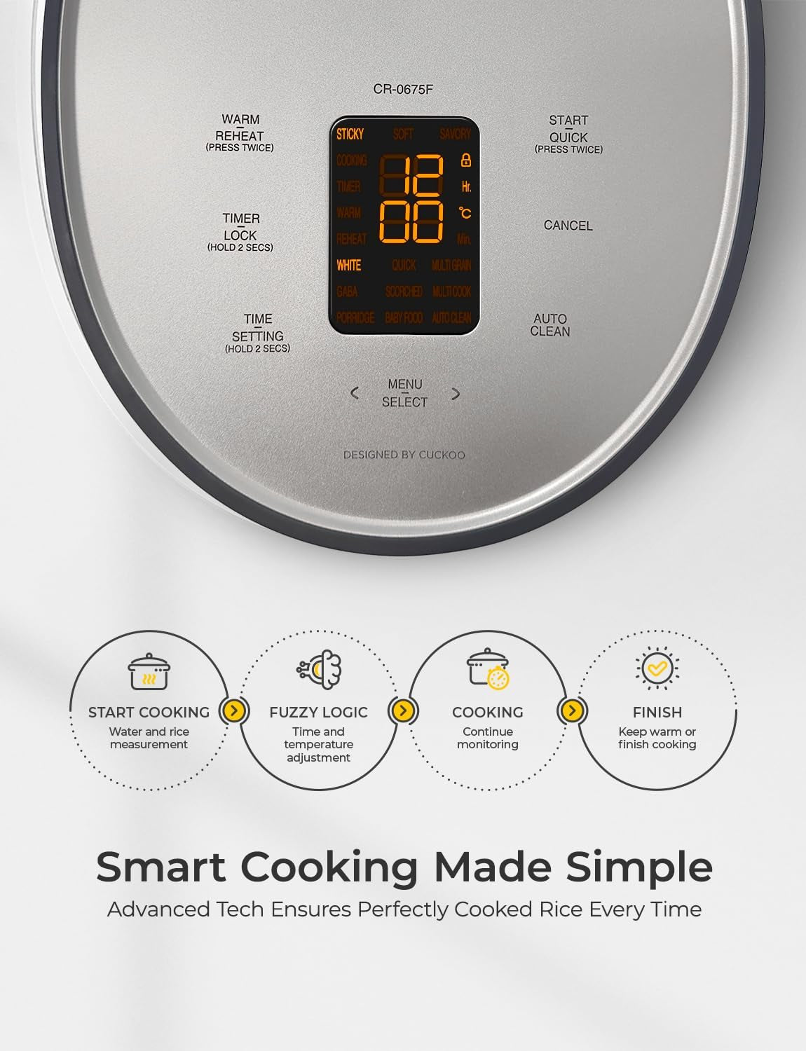 cuckoo-micom-fuzzy-logic-rice-cooker-12-cup-cooked-gray-cr-0675fg-6-cup-uncooked-capacity-nonstick-inner-pot-10-cooking-modes-quick-white-rice-in-28-36-minutes-auto-clean