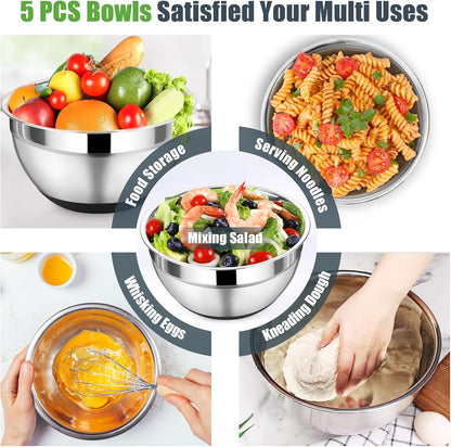 Mixing Bowls with Lid Set, Nesting Bowl for Storing, Black4