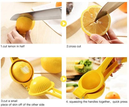 Manual Juicer Citrus Lemon Squeezer, Fruit Juicer Lime Press Metal, Professional Hand Juicer Kitchen Tool(Yellow）4