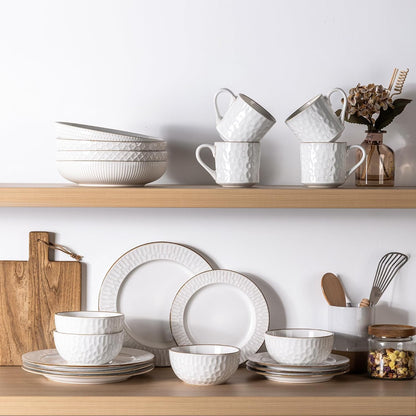 Ceramic Dinnerware Sets of 4,12 Pcs Plates and Bowls Sets Dishes6