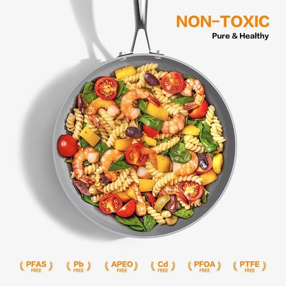Ceramic Nonstick Cookware Set, 10Pcs Non Toxic Pots and Pans Set | Pfoa-Free Healthy Kitchen Cooking Set, Induction Compatible & Oven Safe, Easy to Clean, Dishwasher Safe, Even Heating2