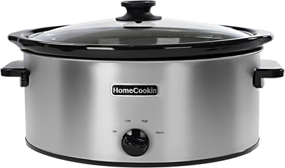 8 Quart Slow Cooker Oval Manual Pot Food Warmer with 3 Cooking Settings, Stainless Steel1