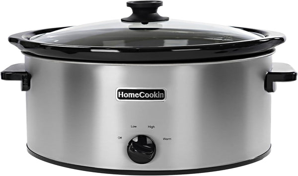 8 Quart Slow Cooker Oval Manual Pot Food Warmer with 3 Cooking Settings, Stainless Steel1