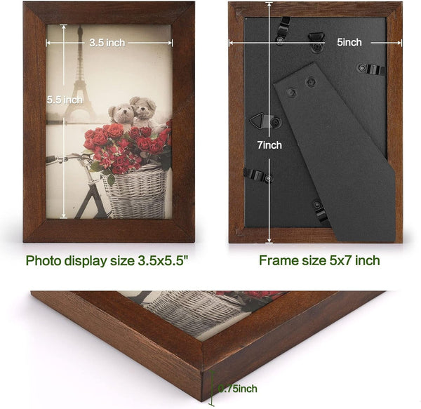 4X6 Picture Frame, Pack of 2 Photo Frame with Real Glass, Solid Wood Rustic Picture Frames 4X6 Display for Wall Decor (Vintage Walnut)6