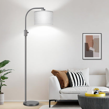 Upgraded Modern Arc Dimmable Tall Standing Floor Lamp with Gray Shade, 1200 Lumens LED Bulb Included, for Living & Reading Room, Bedroom, Office & Nursery, Gray1