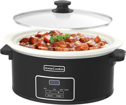 7 Quarts Programmable Slow Cooker with Timer Keep Warm - Small Kitchen Appliance for Family Dinners - Serves 6+ People (Black)4