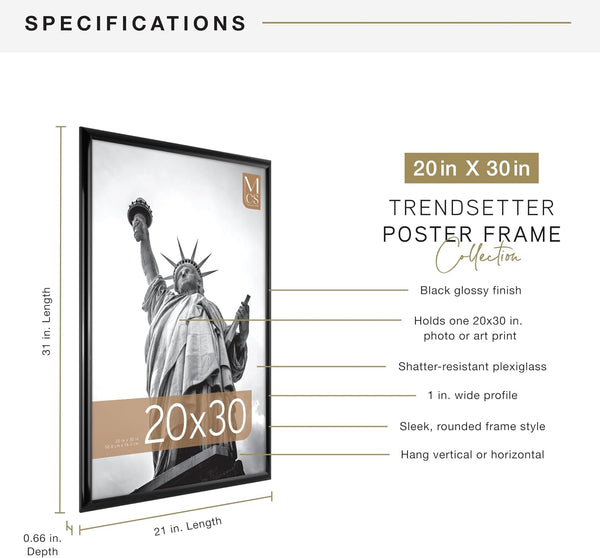 Trendsetter Poster Frame, 20X30, Black High-Gloss, 1-Pack4