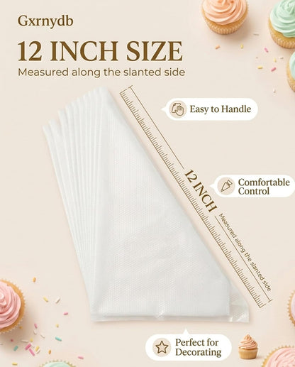 100 Pcs 12 Inch Piping Bags Disposable, Thickened Anti-Burst Pastry Bags for Thick Icing, Non-Slip Cake Decorating Bags for Cookies, Cupcakes and Royal Icing - Food Grade & BPA Free2