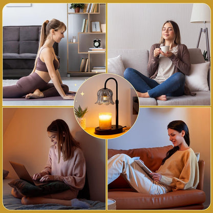 Candle Warmer Lamp Electric Timer - Candles Height Control Warmers Scented Lamps No Flame Heat Warm Melt Wax Jar Modern Home Decor Table Lights for Home Living Bedroom Decorative7