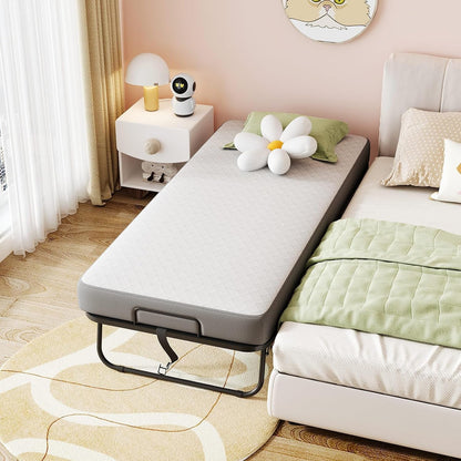 Folding Bed with Mattress, 75" X 31" Rollaway Bed with Memory Foam Mattress for Adults, Portable Foldable Guest Bed with Metal Frame, Luxury Single Bed for Home& Office Space Saving2