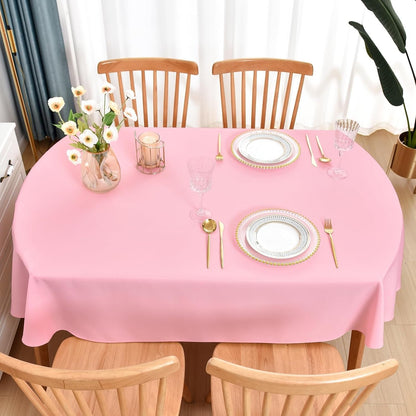Oval Tablecloth 60 X 102 in Polyester Fabric Tablecloths, Pink3