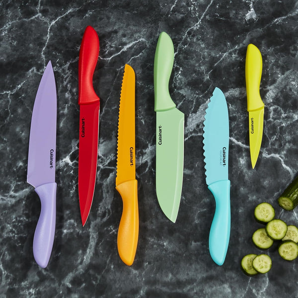 12-Piece Kitchen Knife Set, Advantage Color Collection with Blade Guards, Multicolored, C55-12PCER14