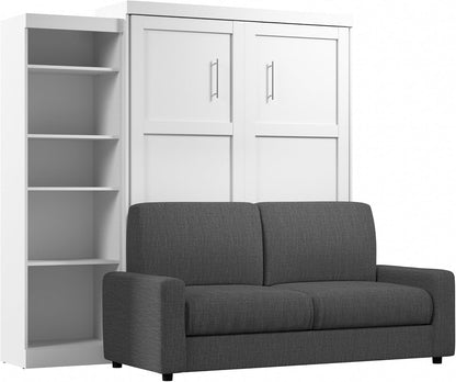Queen Murphy Bed with Sofa, White, Pur, 96W1