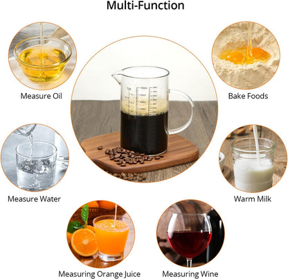 34OZ/1000ML Glass Measuring Cup (Ml/Oz/Cup), 4 Cups Multi-Purpose Kitchen Tool with V-Shaped Spout & Handle5