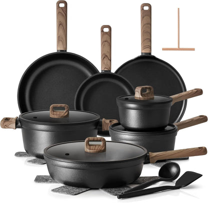 20Pcs Nonstick Pots and Pans Set, Black Titanium Cookware Set | Healthy Kitchen Cooking Set, Induction Compatible, Dishwasher Safe, PFOA/PFOS Free1