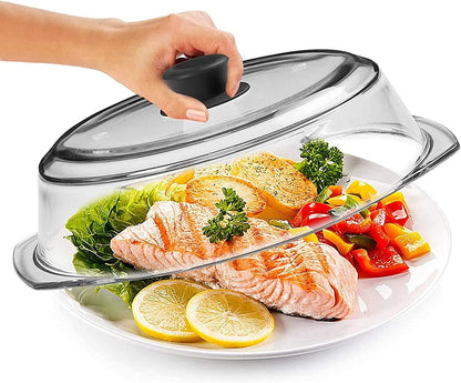 Microwave Tall Glass Plate Cover | Splatter Guard Lid with Easy Grip Silicone Handle Knob | 100% Food Grade | BPA Free and Dishwasher Safe | 10 Inch (Black-)4