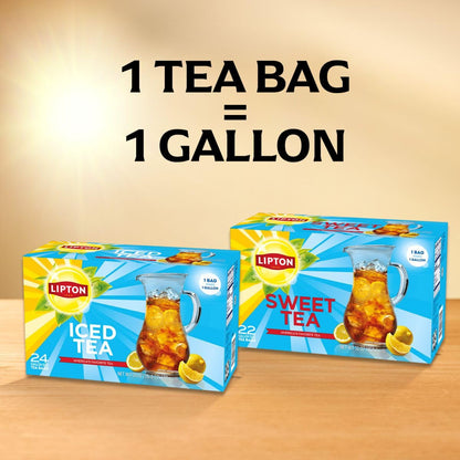 Lipton Unsweetened Iced Tea Bags, Gallon-Sized Zero Calories, 24 Total Tea Bags8