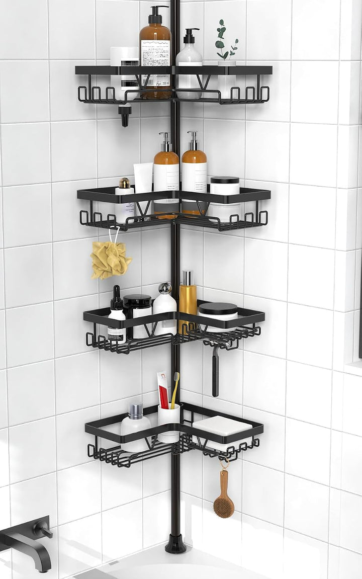 Corner Shower Caddy Tension Pole, Large Capacity Bathroom Organizer