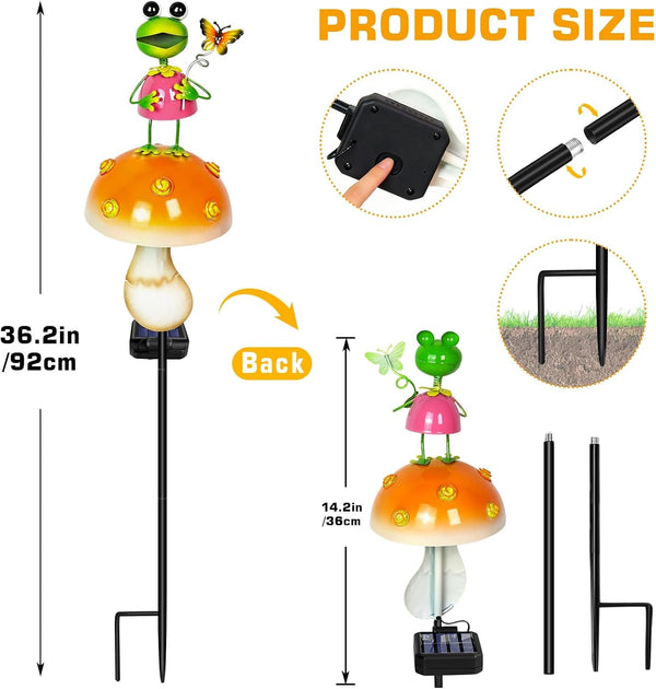 Solar Garden Lights Outdoor, Frog Mushroom Stake Light, Waterproof5