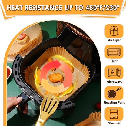 200Pcs Air Fryer Liners Disposable, Air Fryer Liners, 8.7" Square Parchment Disposable Paper Liner for Air Fryer, Parchment Paper, Baking, Roasting and Microwave3