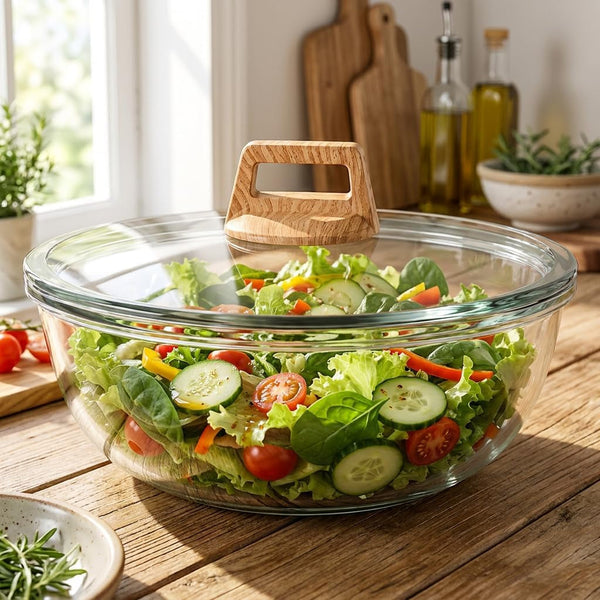 6.5QT Large Glass Mixing Bowl with Lid, Sourdough Bread Dough Proofing Bowl, Clear Glass Baking Bowl for Fermentation, Salad, Cake & Food Preparation3
