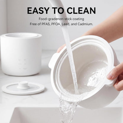 Mini Rice Cooker 2 Cup Uncooked, Small Electric Cooker, with 4 Cooking Functions, 24 Hour Preset and Heat Preservation, anti Scald Carry Handle | Portable Rice Maker with 4 Cooking Functions, Nonstick Ceramic Coating, 24 Hour Preset, Auto Keep Warm for 1-2 People7