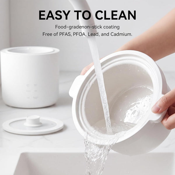 Mini Rice Cooker 2 Cup Uncooked, Small Electric Cooker, with 4 Cooking Functions, 24 Hour Preset and Heat Preservation, anti Scald Carry Handle | Portable Rice Maker with 4 Cooking Functions, Nonstick Ceramic Coating, 24 Hour Preset, Auto Keep Warm for 1-2 People7