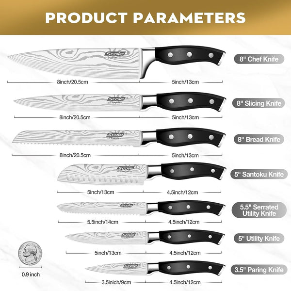 ® Chef Knife Ultra Sharp Kitchen Knife Set 7-Piece, Premium German 1.4116 Stainless Steel Chefs Knife Set, Ergonomic Handle Professional Full Tang Knives Set for Kitchen with Gift Box6