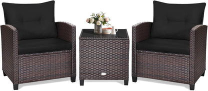 3 Piece Patio Furniture Set, Black1
