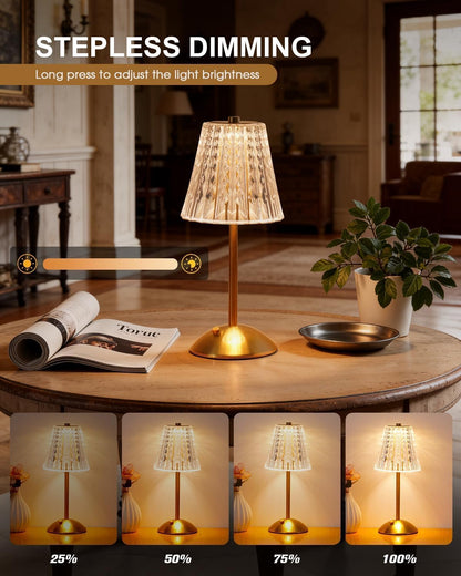 2 Pack Cordless Lamps Crystal Table Lamps,Rechargeable Touch Lamp7