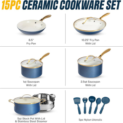 15 Pc Pots and Pans Set Non Stick Ceramic Cookware Set2