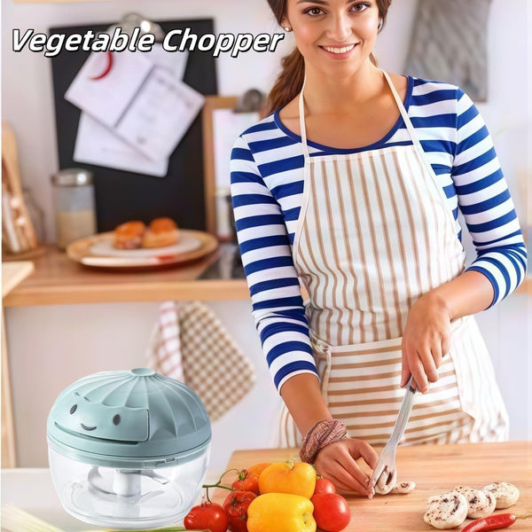 Manual Food Processor Vegetable Chopper, Mini Hand Pull String Garlic Chopper Onion Cutter for Veggies, Ginger, Fruits, Nuts, Avocado, Garlic Etc., Food Safe Material, 160Ml (Blue)3
