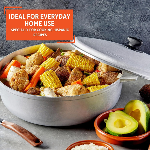 7.5 Quart Traditional Natural Made in Colombia Caldero with Lid for Cooking and Serving,Silver10