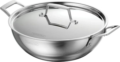 Utsava 4-Quart Tri-Ply Clad Stainless Steel Kadai with Lid | Large Kadhai Pot for Indian Cooking1