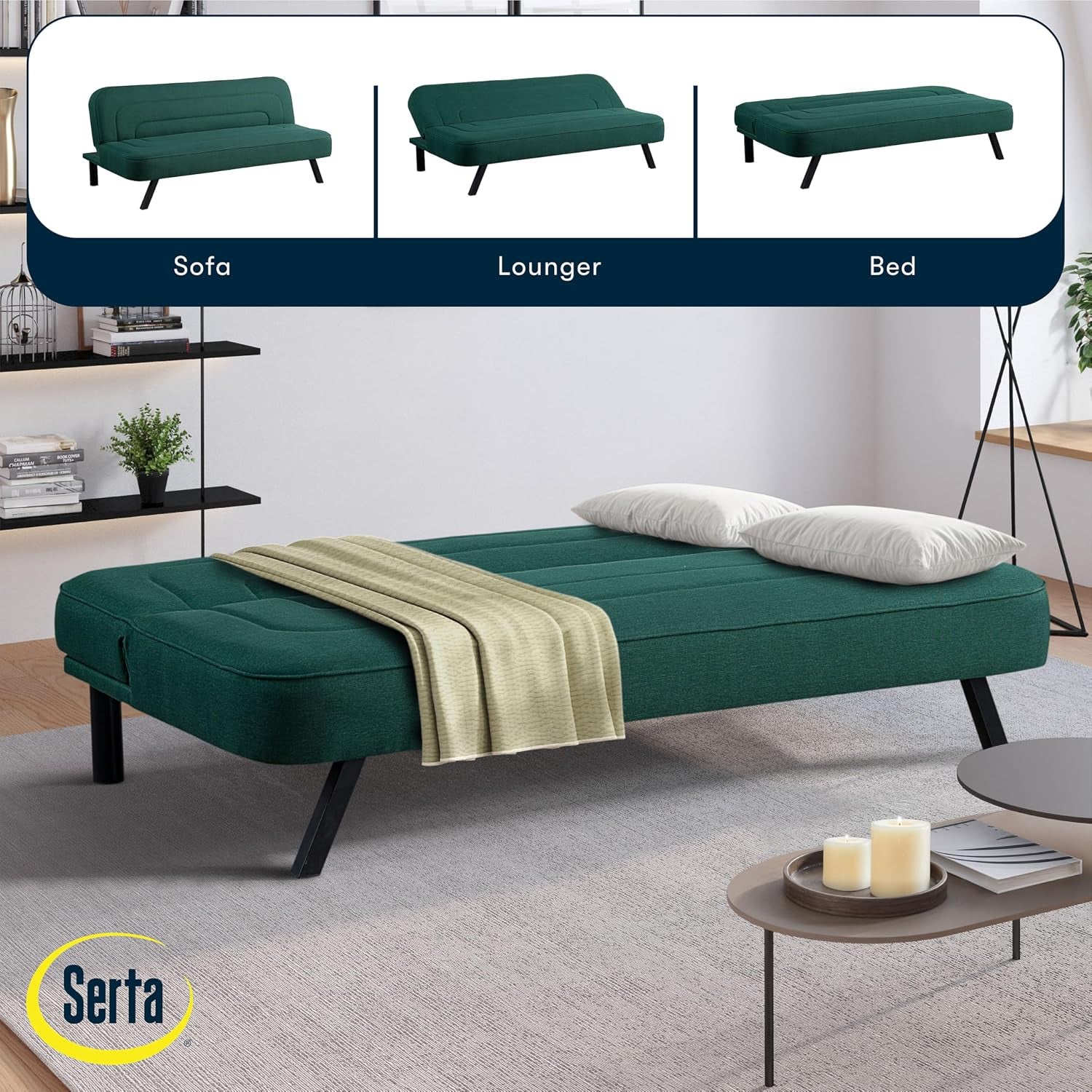 fairwood-66-1-convertible-futon-sofa-short-twin-size-modern-boho-dream-coil-comfort-fingerguard-pinch-point-protection-soft-woven-polyester-fabric-forest-green