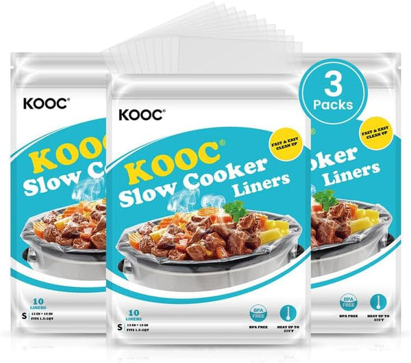 30 Count Slow Cooker Liners, Fits 1–2 Qt Pots, 10" X 13" Small Size | Bpa-Free, Durable Nylon Blend, Leakproof Design, Disposable Cooking Bags, Heat Resistant up to 400°F, for Small Pots1