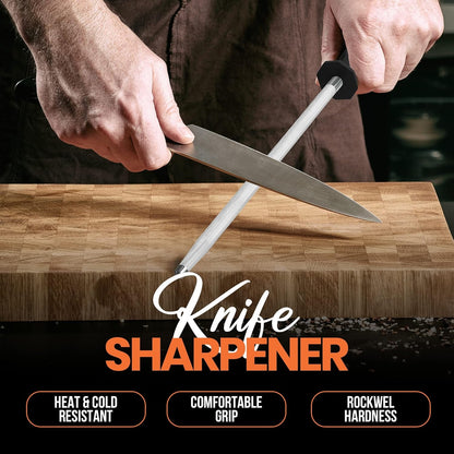 Knife Sharpener Rod 12 Inch Honing Rod for Sharpening | Professional Grade, Hanging Hook Included, Durable Steel Rod, Kitchen and Chef Use4