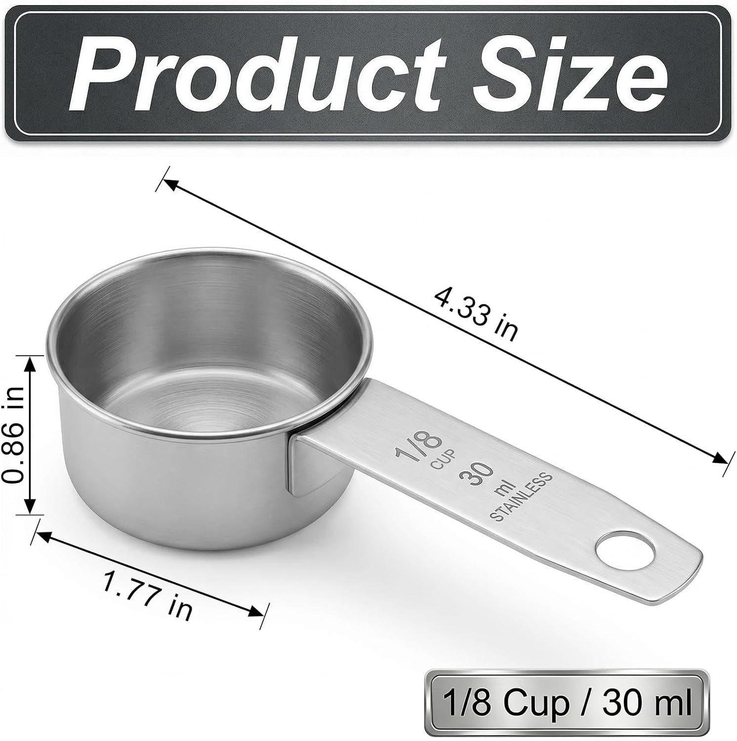 1-8-cup-stainless-steel-measuring-cup-30-ml-cooking-measure-scoop-1-oz-measure-cup-tablespoon-with-handle-for-dry-and-wet-food-metal-coffee-scoop-for-cooking-drinking-baking