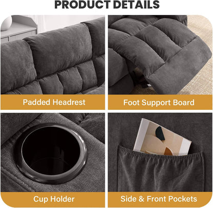Recliner Loveseat with Cup Holders for Living Room, 2 Seat Manual Loveseat Recliner with Side Pocket4