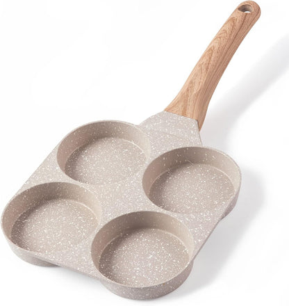 4-Cup Nonstick Granite Egg Pan, Cream White | Kitchen Non-Toxic PFOA Free Cookware for Breakfast, Suitable for Gas Stove & Induction, Easy to Clean1