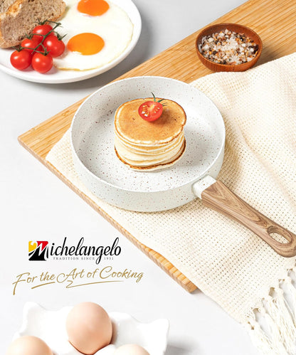 Small Frying Pan Nonstick - 6 Inch Single Egg Frying Pan, Mini Skillet with Stay-Cool Handle, Non-Toxic Omelette Pan, White6